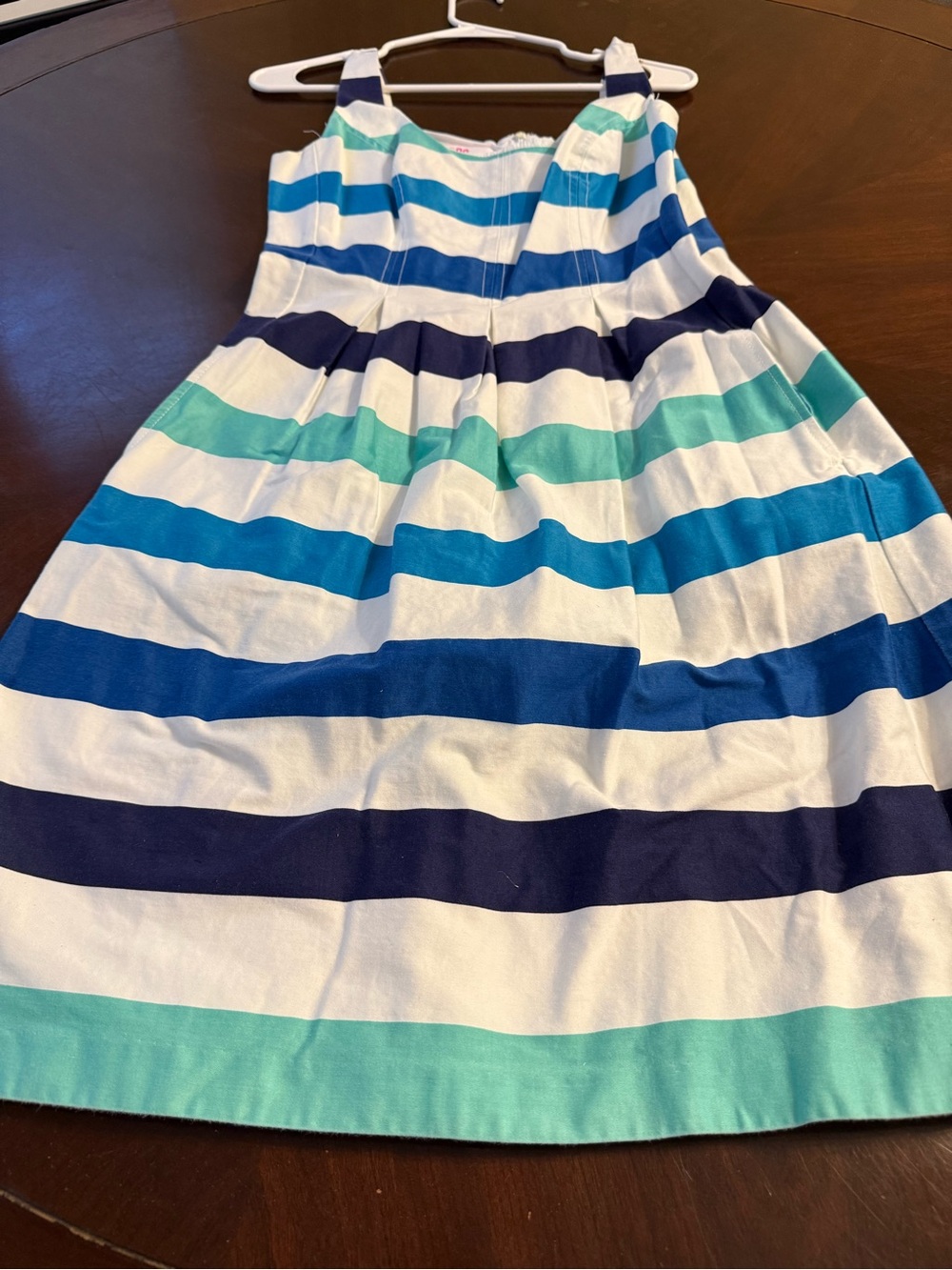 Striped Sleeveless Circle Dress in Navy, Teal & Aqua